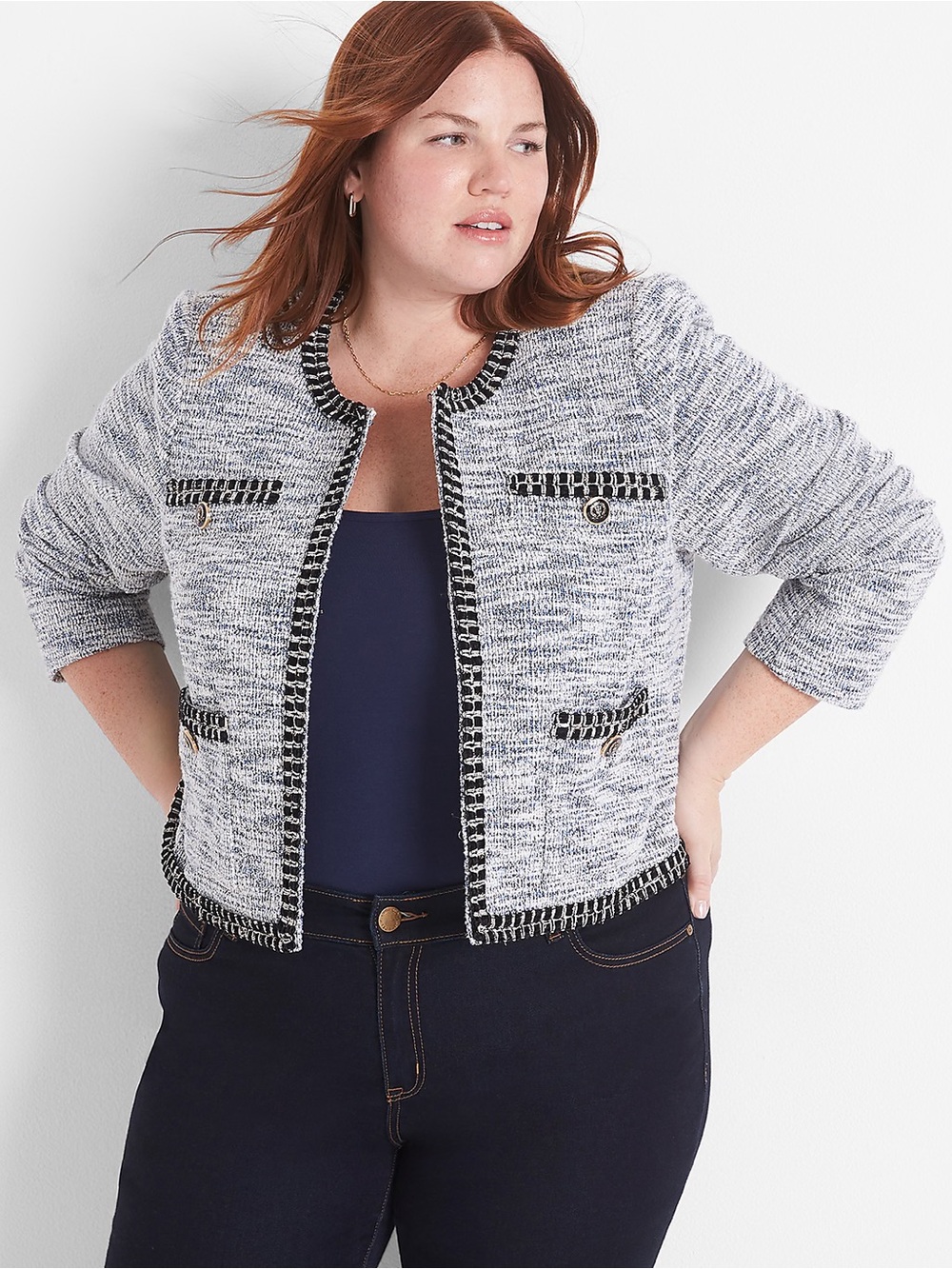 Lane Bryant Knit Tweed Crop Jacket - Size 24 NWT